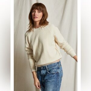 PerfectWhiteTee Ziggy Reverse Fleece Crew Neck Cozy Cream Sweatshirt Size Sm